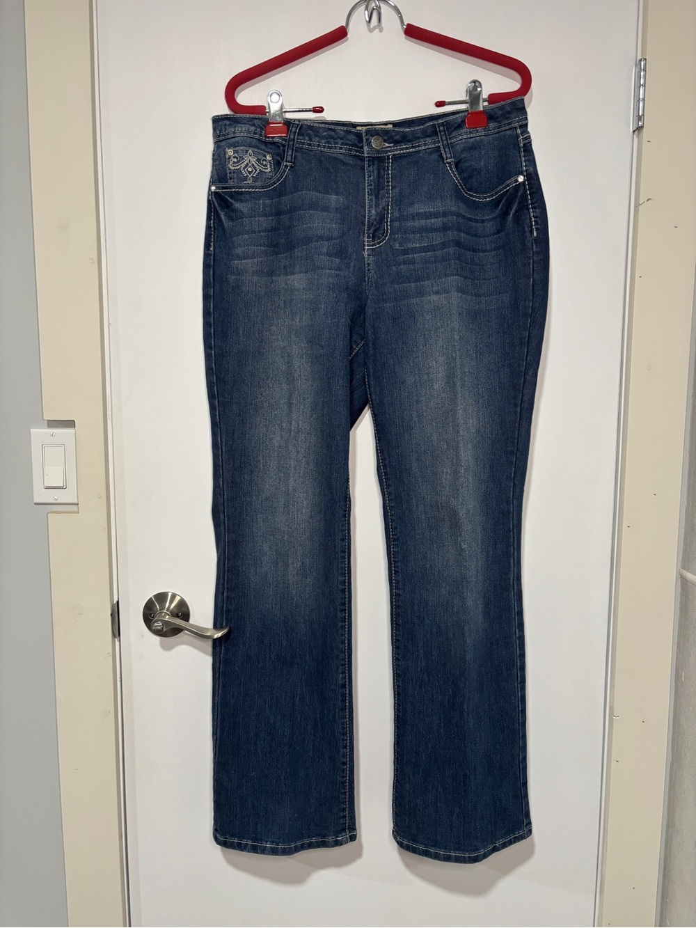Vintage Y2K Earl Jeans Dark Blue Bootcut Jeans with Embroidered Pocket